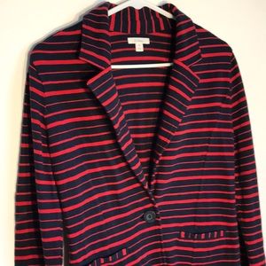 Caslon Navy Striped Sweater Blazer